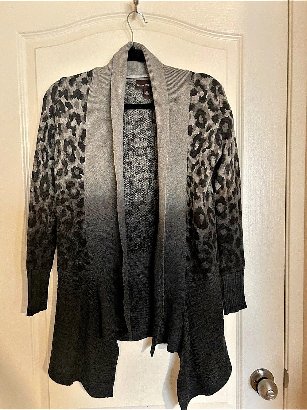 Women's Animal Print Cardigan in Gray & Black ombré